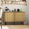 Costway 47" Sideboard Buffet Cabinet with Sliding Tambour Doors Adjustable Shelves Oak